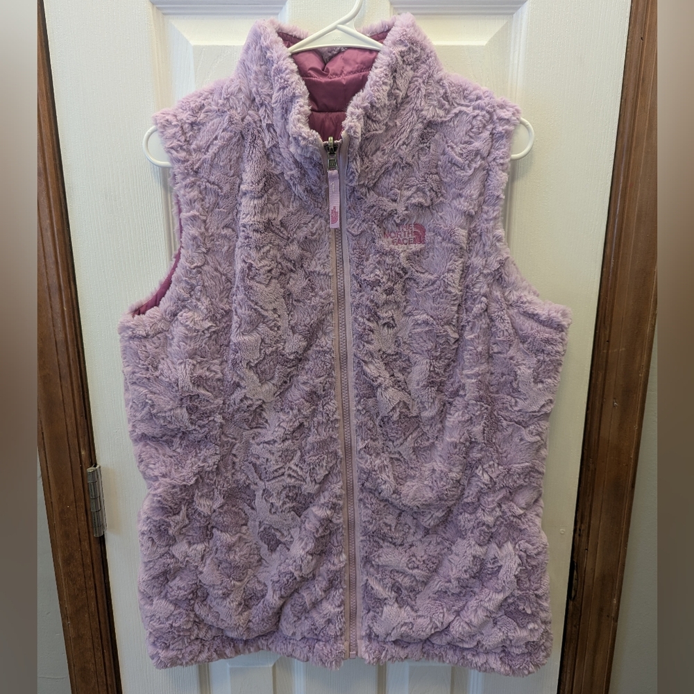 North Face Fuzzy Purple Vest, Size Medium